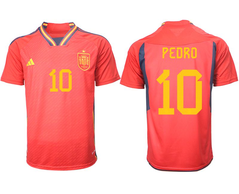 Cheap Men 2022 World Cup National Team Spain home aaa version red 10 Soccer Jerseys